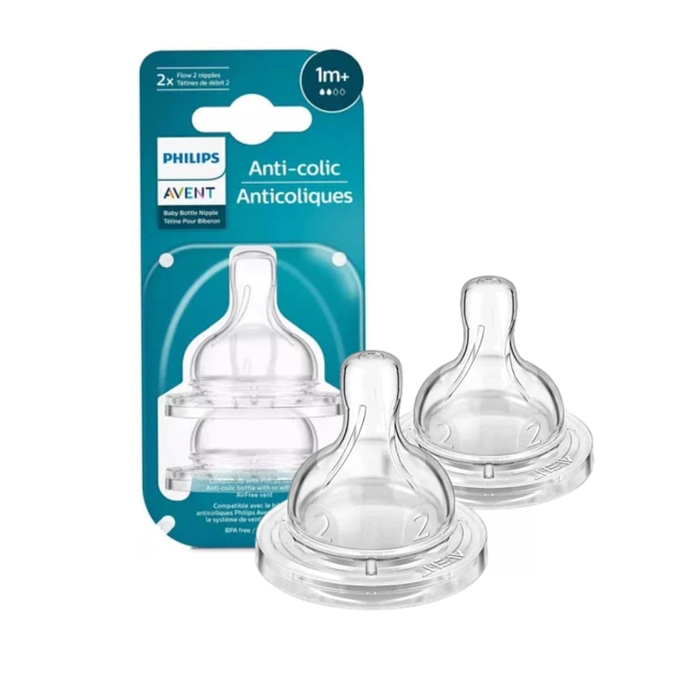 Encontraproduto.com.br - Bico de Mamadeira Philips Avent Anti-colic Fluxo Lento Com 2 Unidades