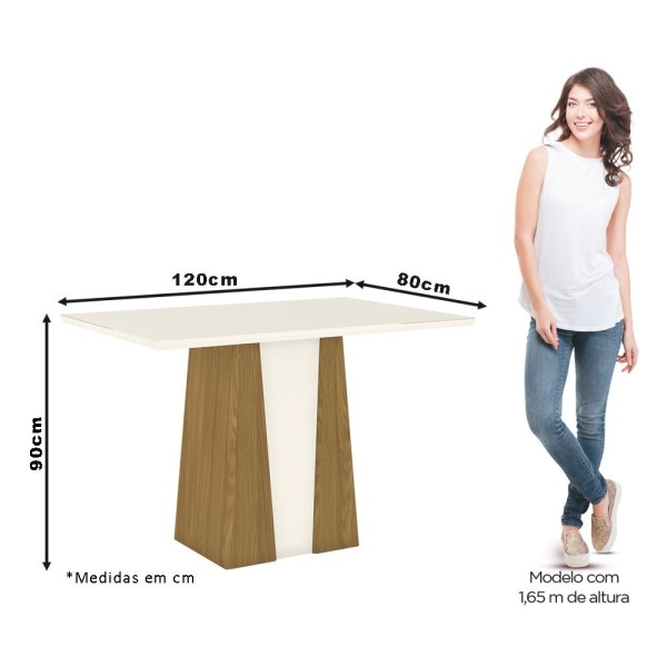 Encontraproduto.com.br - Mesa de Jantar 4 Cadeiras Nature/Off White Orus Vita Henn Móveis