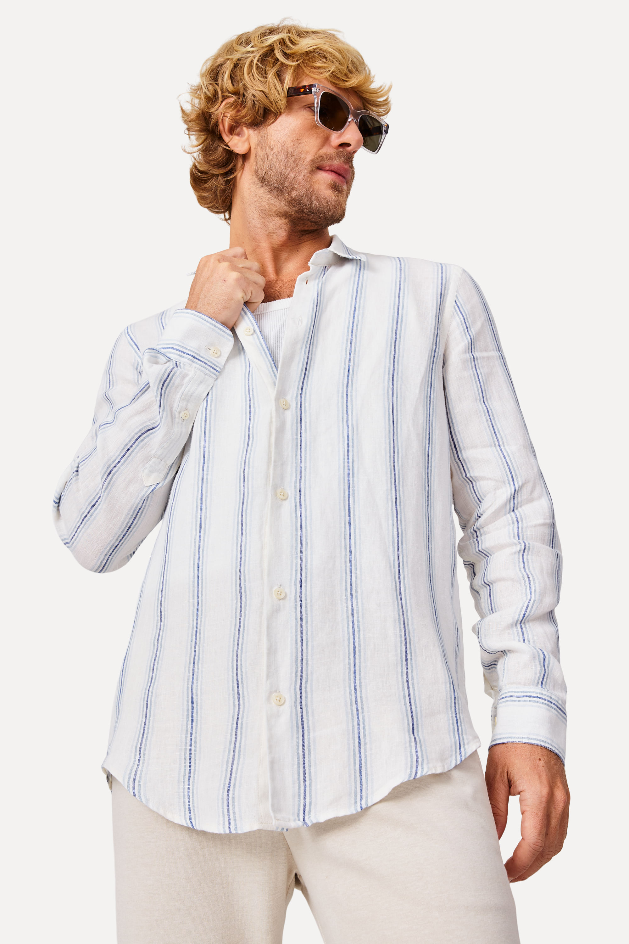Encontraproduto.com.br - Camisa Linho Listrado Velas