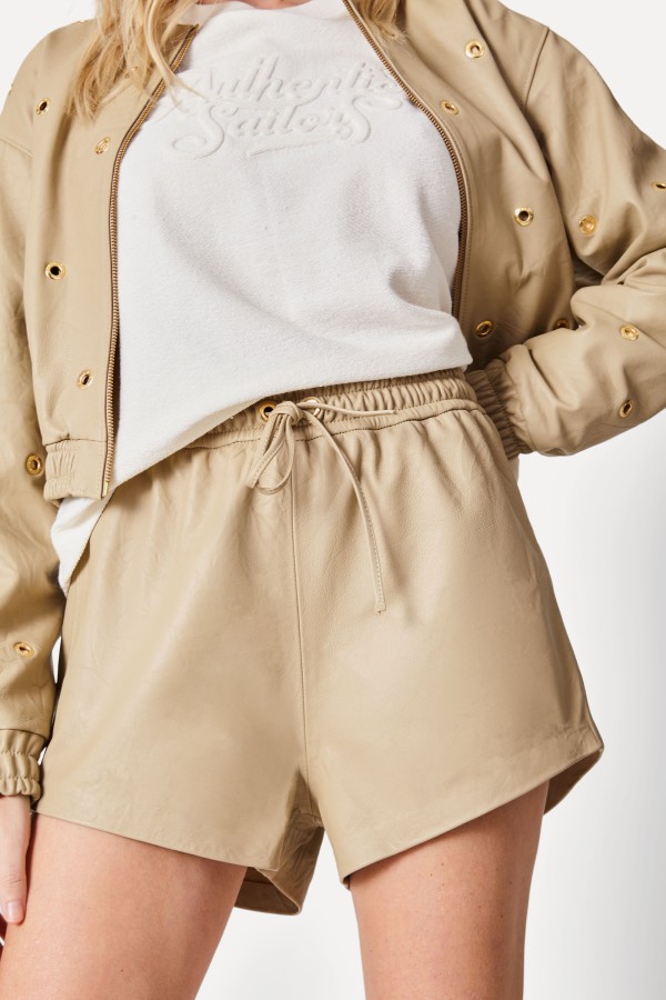 Encontraproduto.com.br - Short De Couro Ilhos
