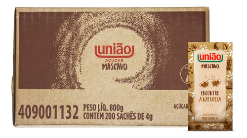 Açúcar Mascavo União 4g Sachê C/200 unidades