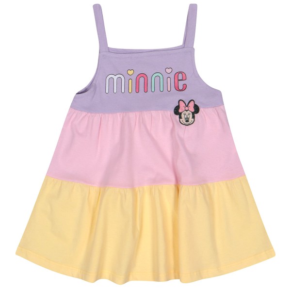 Encontraproduto.com.br - Vestido Bebê Sem Manga Color Block Minnie Lilás - Disney