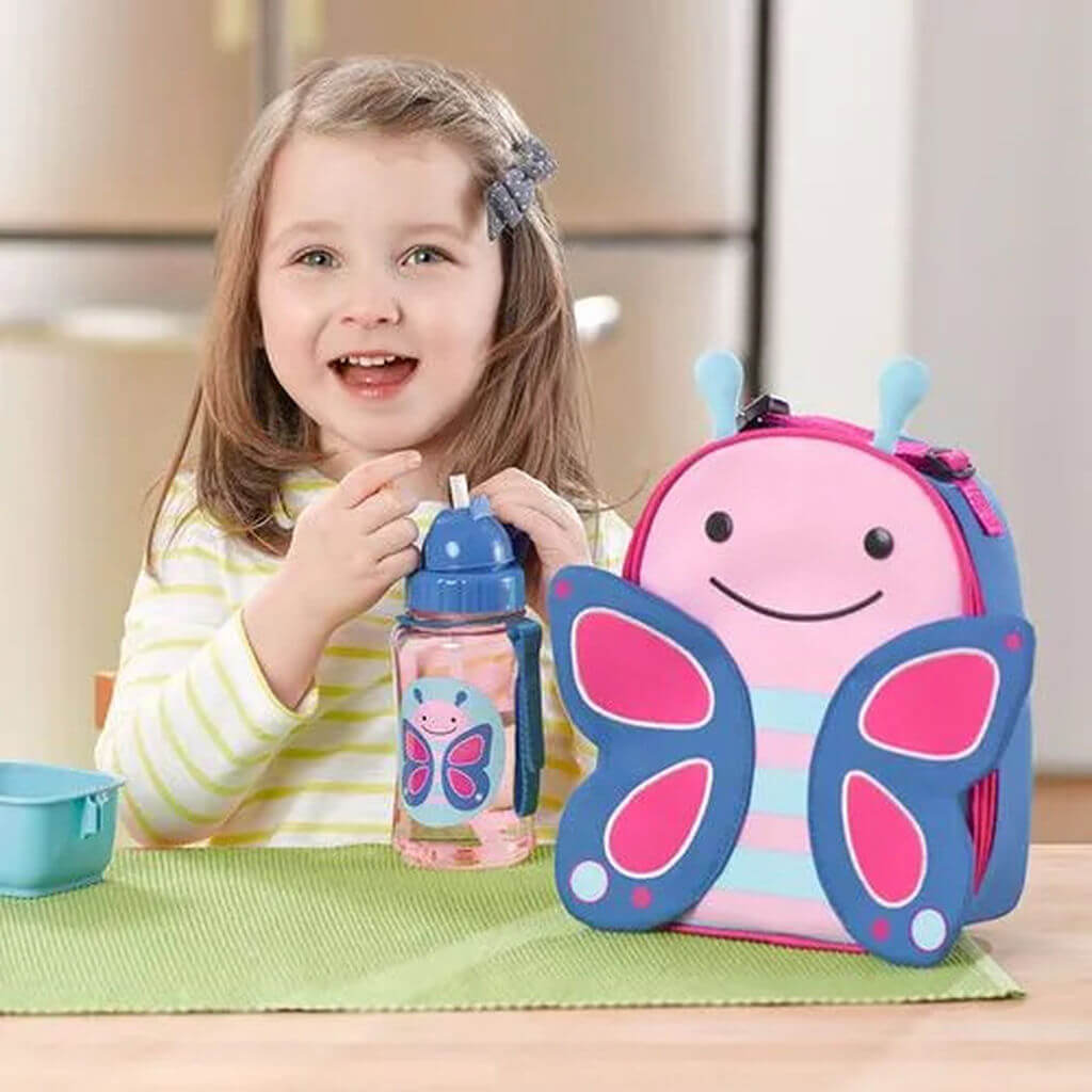 Encontraproduto.com.br - Lancheira Térmica Skip Hop Zoo Com Zíper Borboleta Rosa