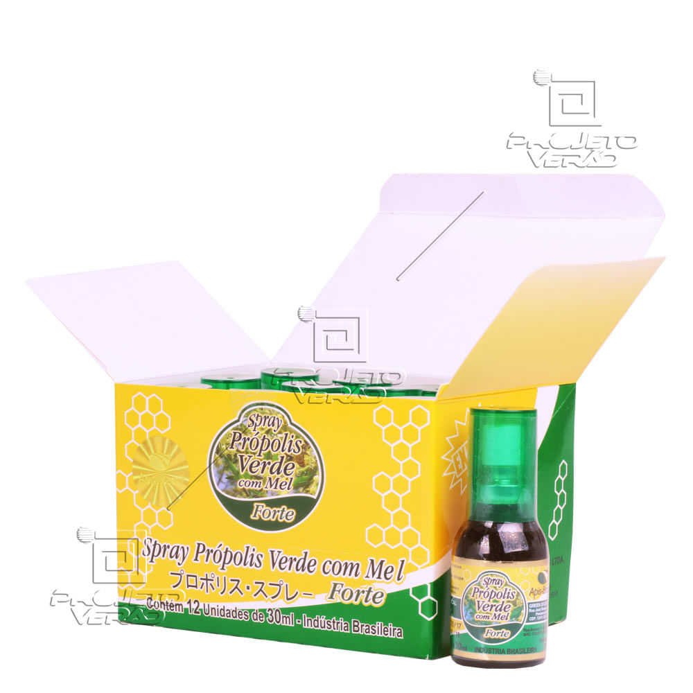 Encontraproduto.com.br - Kit 12x Spray de Própolis Verde com mel (forte) 30ml - Apis Brasil