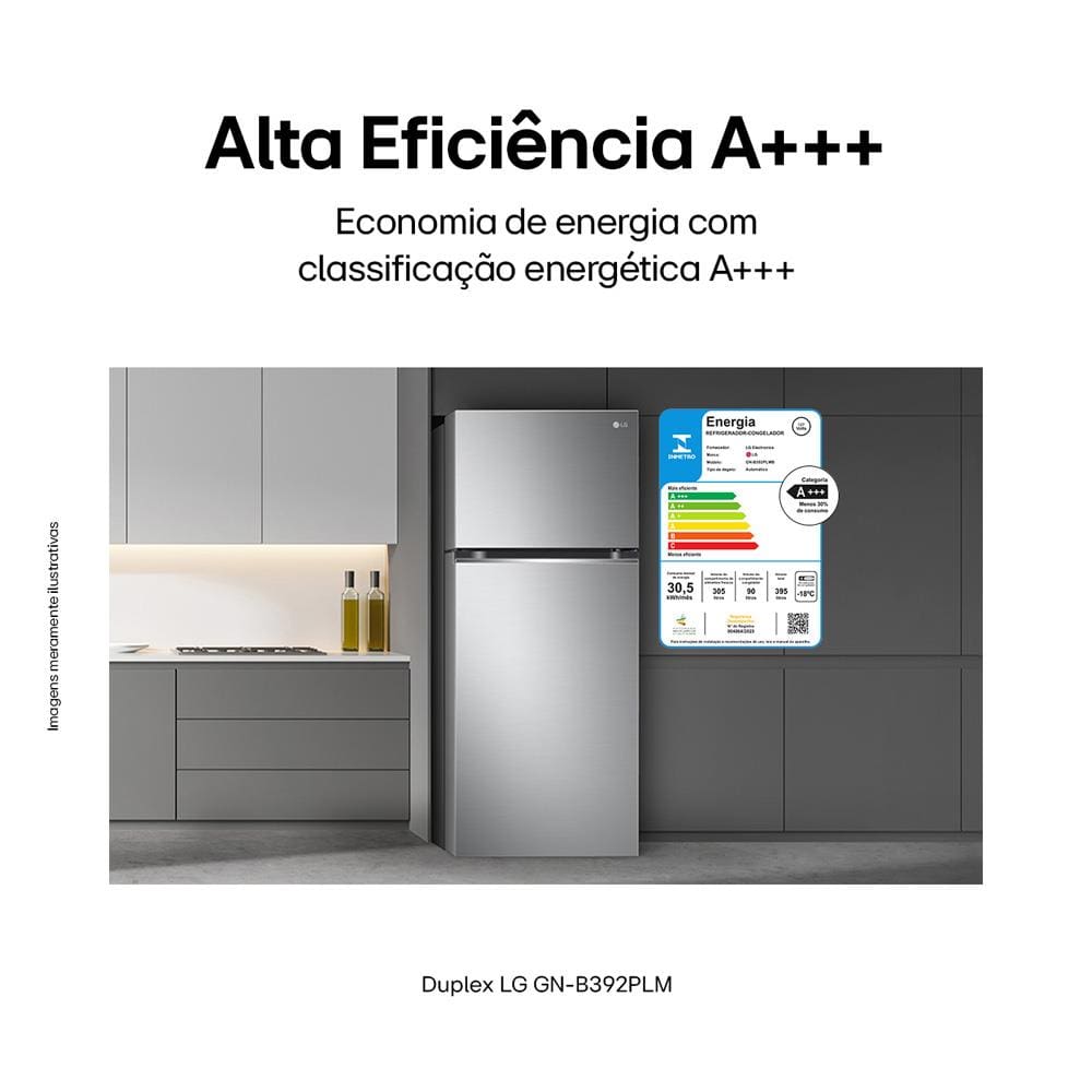 Geladeira LG Frost Free Inverter 395L Duplex Cor Inox Look (GN-B392PLM)