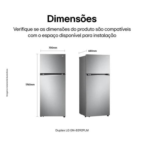 Encontraproduto.com.br - Geladeira LG Frost Free Inverter 395L Duplex Cor Inox Look (GN-B392PLM)