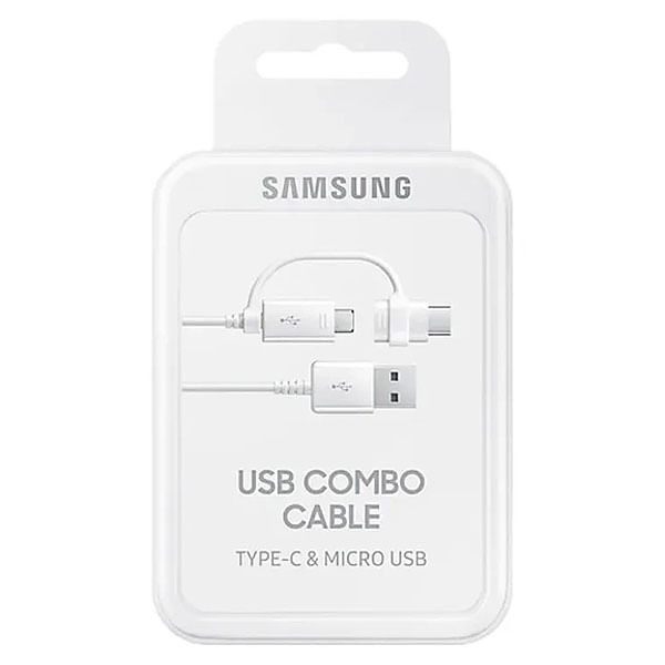 Encontraproduto.com.br - Cabo Samsung Combo 2 Saidas Usb-C e Micro Usb Branco