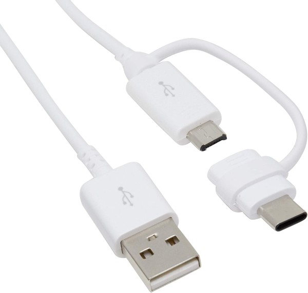 Encontraproduto.com.br - Cabo Samsung Combo 2 Saidas Usb-C e Micro Usb Branco