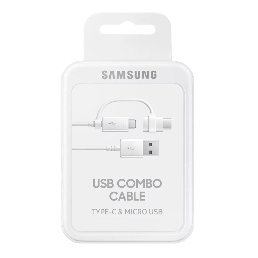 Encontraproduto.com.br - Cabo Samsung Combo 2 Saidas Usb-C e Micro Usb Branco