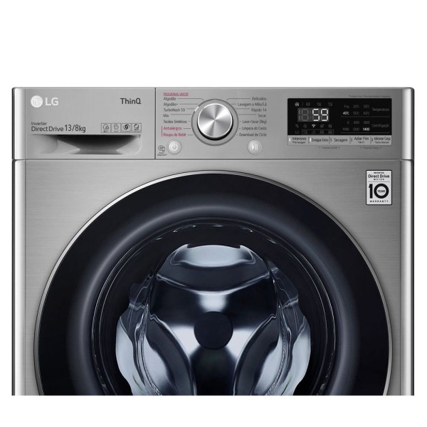 Encontraproduto.com.br - Lava e Seca LG Smart 13Kg VC4 CV5013EC4A Aço Escovado 220V