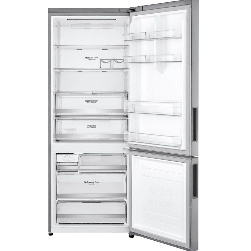 Encontraproduto.com.br - Geladeira LG Smart Inverter Bottom Freezer 451L Prata GC-B659NSM