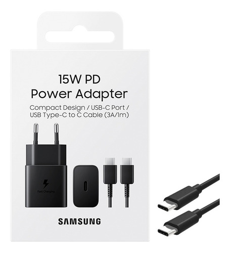 Carregador de Parede Samsung Fast Charging Cabo USB-C Preto