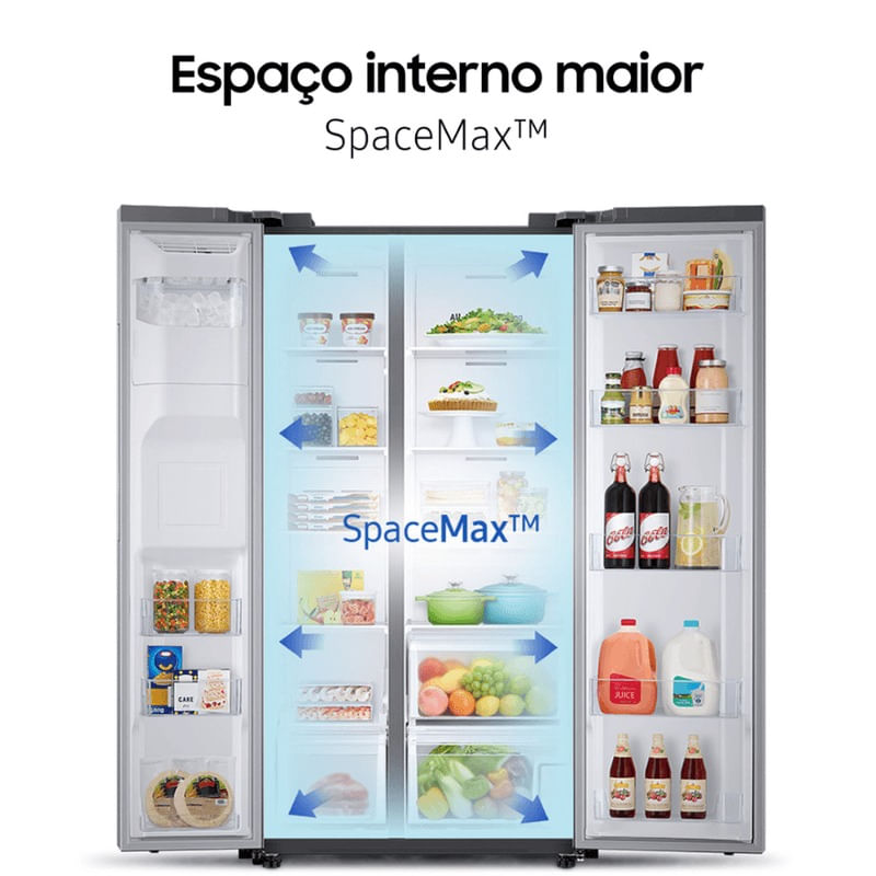 Encontraproduto.com.br - Geladeira Samsung Side By Side Rs60 602 Litros Inox Look 110v Rs60t5200s9/az