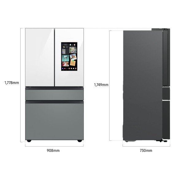 Encontraproduto.com.br - Geladeira Samsung Bespoke Family Hub 4 Portas com FlexZone 477L 110V RF23BB89006MAZ