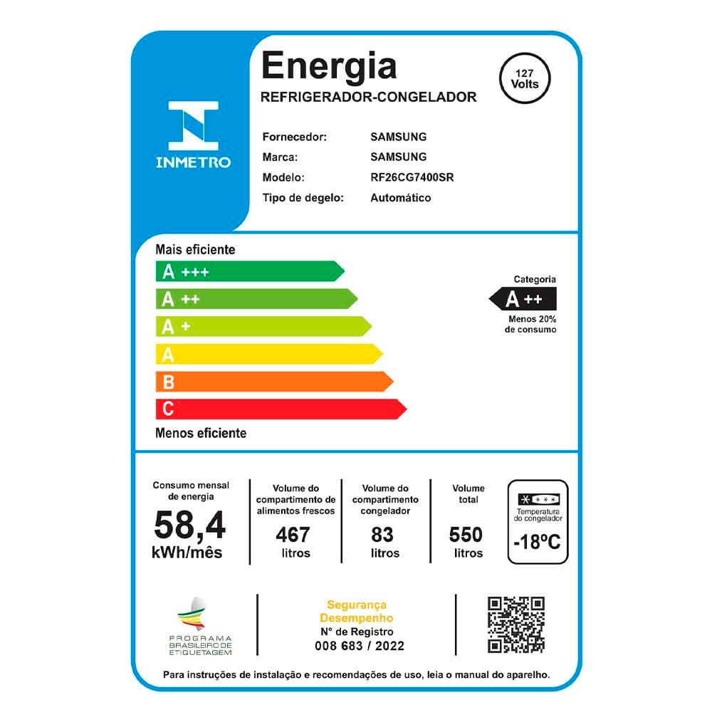 Encontraproduto.com.br - Geladeira Samsung French Door Rf26 4 Portas 110v Rf26cg7400sraz