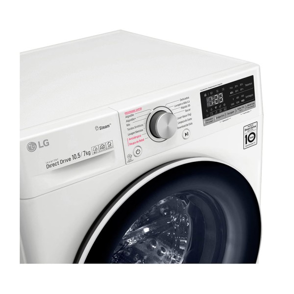 Encontraproduto.com.br - Lava e Seca Lg Vc4 Branca 10,5kg cv5010wg4a.abwgbrs 220v