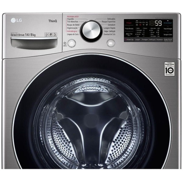 Encontraproduto.com.br - Lava e Seca Smart LG 127V 14kg Aço Escovado com Inteligência Artificial AIDD™ WD14EGS62