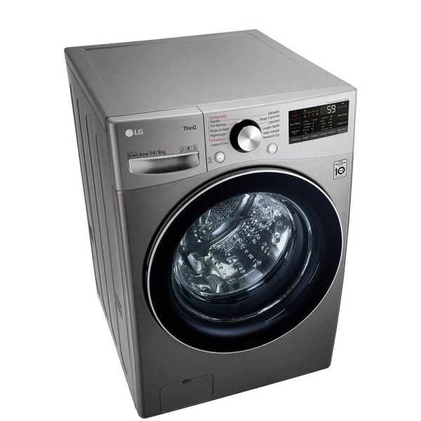 Encontraproduto.com.br - Lava e Seca Smart LG 127V 14kg Aço Escovado com Inteligência Artificial AIDD™ WD14EGS62