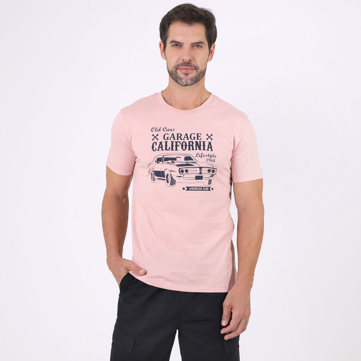 Camiseta Manga Curta Estampa Pilsen Rosa - Id Casual