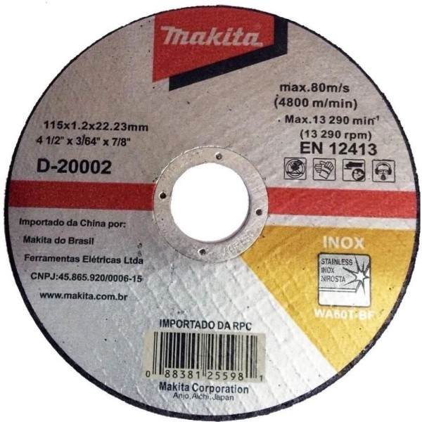 Disco Corte Parainox 4 1/2 D-20002-10 Makita