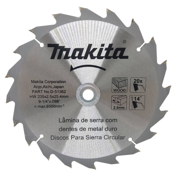 Encontraproduto.com.br - Disco de Serra Makita Circular com 20 Dentes 235X25,4MM