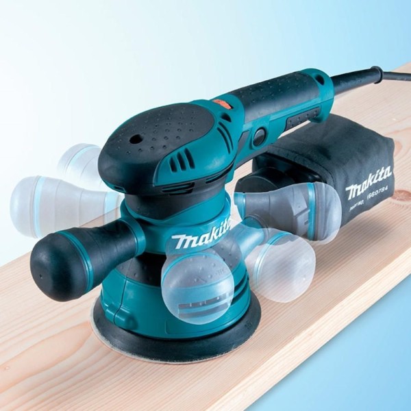 Encontraproduto.com.br - Lixadeira Roto Orbital 125Mm Industrial 300W Com Lixa Saco Coletor BO5040 110V Makita