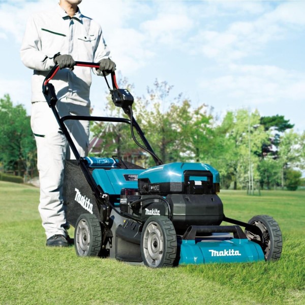 Encontraproduto.com.br - Carrinho Cortador de Grama Sem Fio 36V Com Lâmina Chaves Caixa Coletora LM001CZ Makita