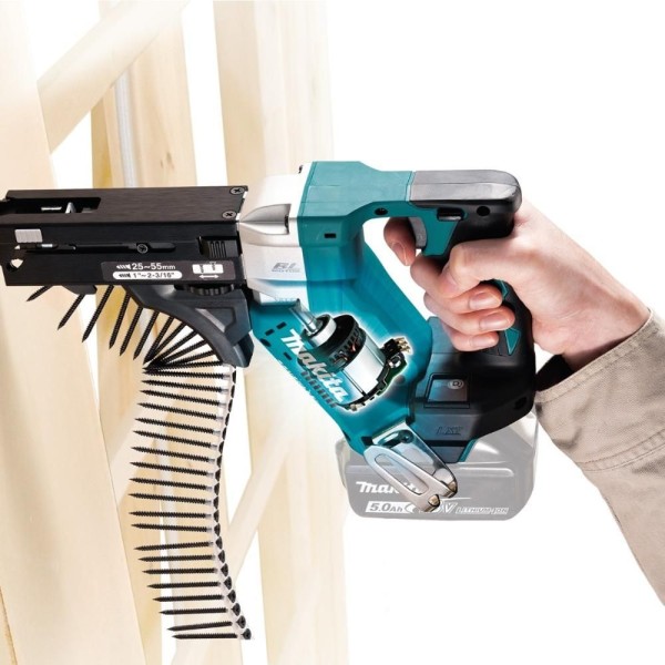 Encontraproduto.com.br - Parafusadeira Auto Alimentacao Sem Fio 18v 6000rpm Com Bit Motor Bl Dfr551z Makita