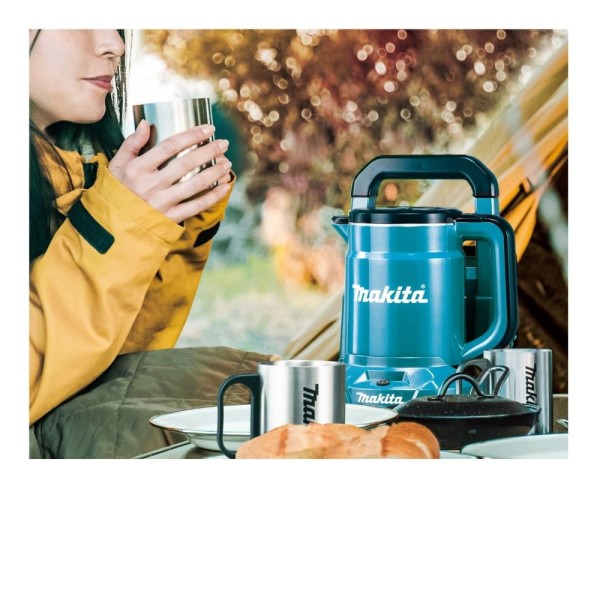 Encontraproduto.com.br - Chaleira 800ml Sem Fio 40V Com Desligamento Automático Estrutura Aço Inoxidável KT001GZ Makita