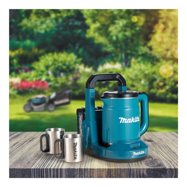 Encontraproduto.com.br - Chaleira 800ml Sem Fio 40V Com Desligamento Automático Estrutura Aço Inoxidável KT001GZ Makita