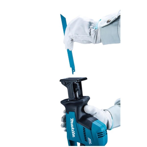 Encontraproduto.com.br - Serra Sabre Sem Fio 18V Portátil Com 2 Baterias Carregador Maleta 3 Lâminas DJR189RTJ Makita