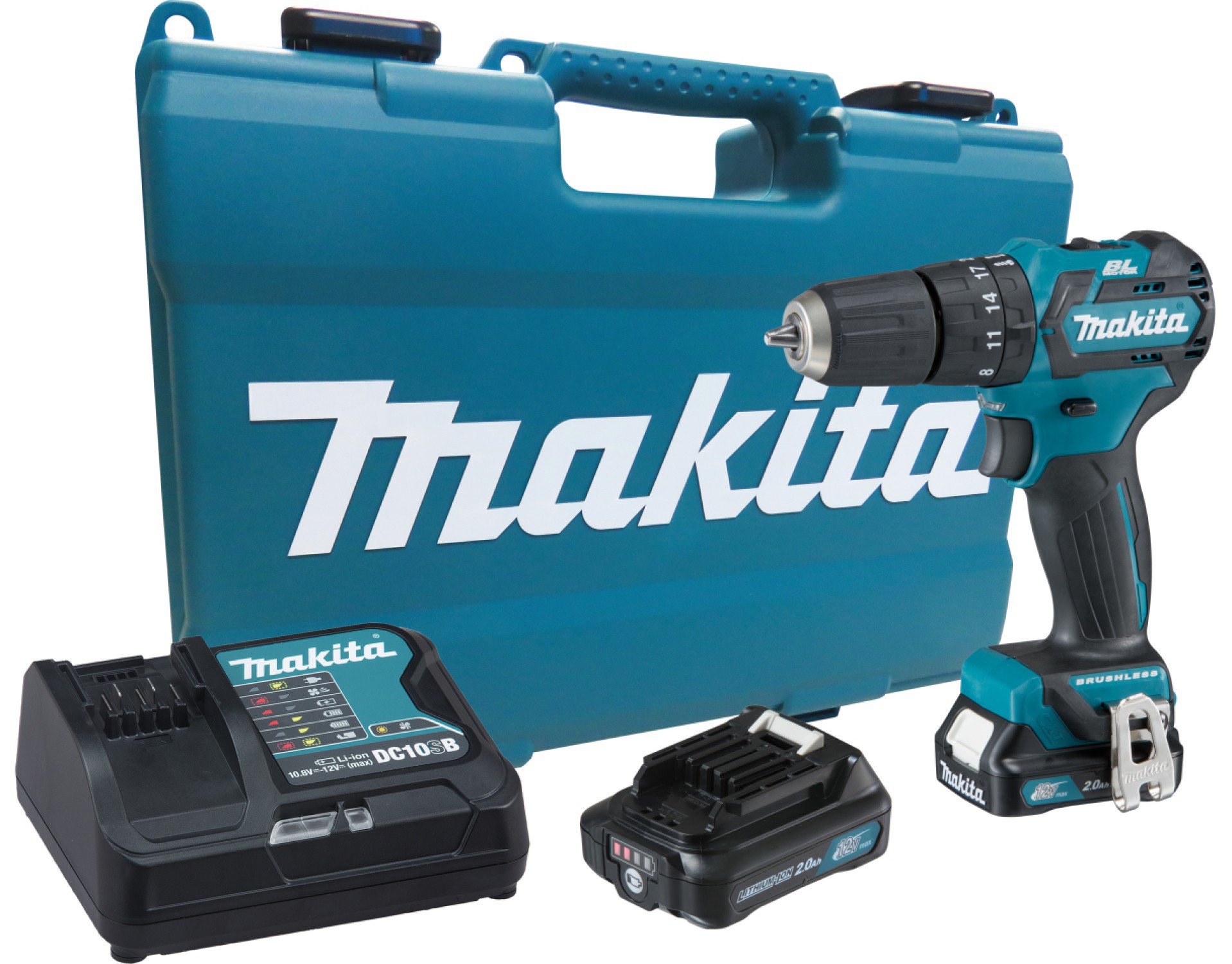 Parafusadeira e Furadeira a Bateria Makita HP332DSAE 12V Acompanha Maleta com 1 Carregador e 2 Baterias