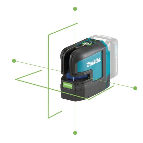 Encontraproduto.com.br - Nivelador Laser de Linhas Cruzadas 25M Resistente Água Com Bolsa Suporte de Parede SK106GDZ Makita