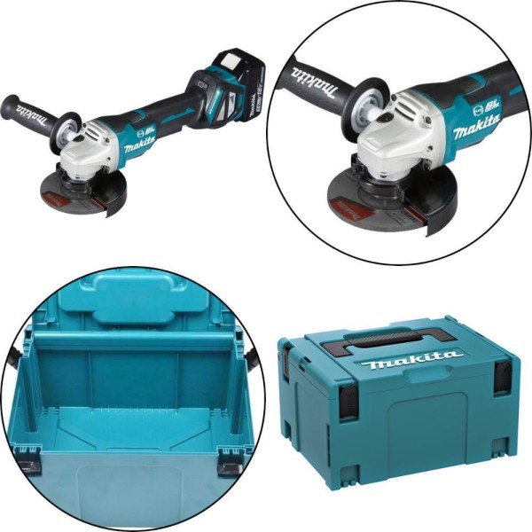 Encontraproduto.com.br - Esmerilhadeira Angular 125mm Sem Fio 18v Com 2 Baterias Carregador Maleta Disco Dga518rtj Makita