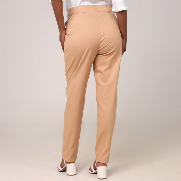Encontraproduto.com.br - Calça Reta Alfaiataria Com Bolso Lisa Marrom - Viva