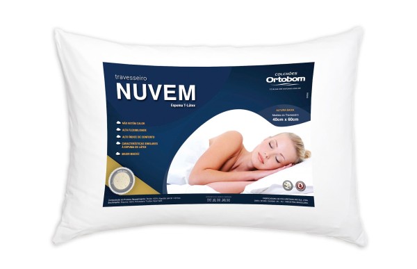 Encontraproduto.com.br - Travesseiro Nuvem Espuma + TNT  Branco Ortobom