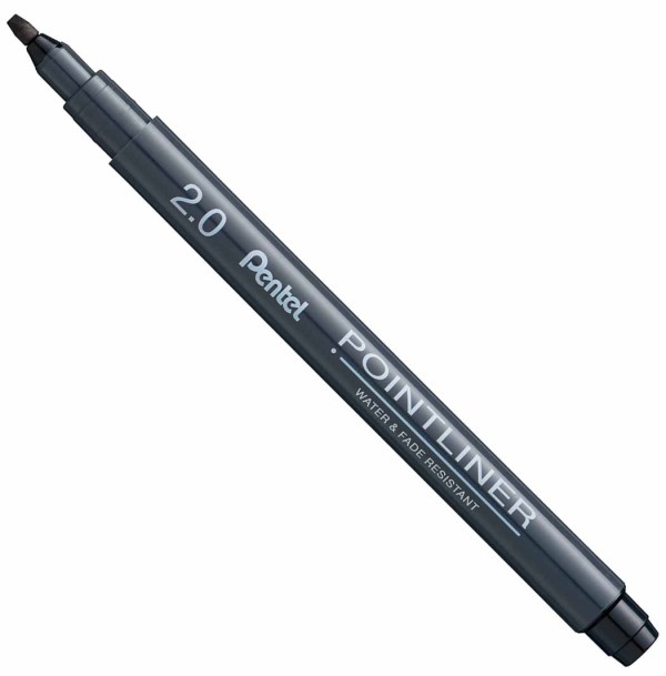 Caneta Nankin PointLiner Preta Ponta Caligrafia Descartável Pentel Avulso