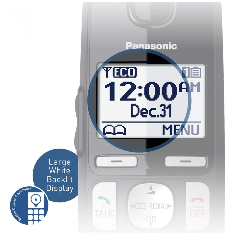 Encontraproduto.com.br - Telefone sem Fio DECT 6.0 Expansível com 2 Monofones, PANASONIC KX TGE432B, Preto