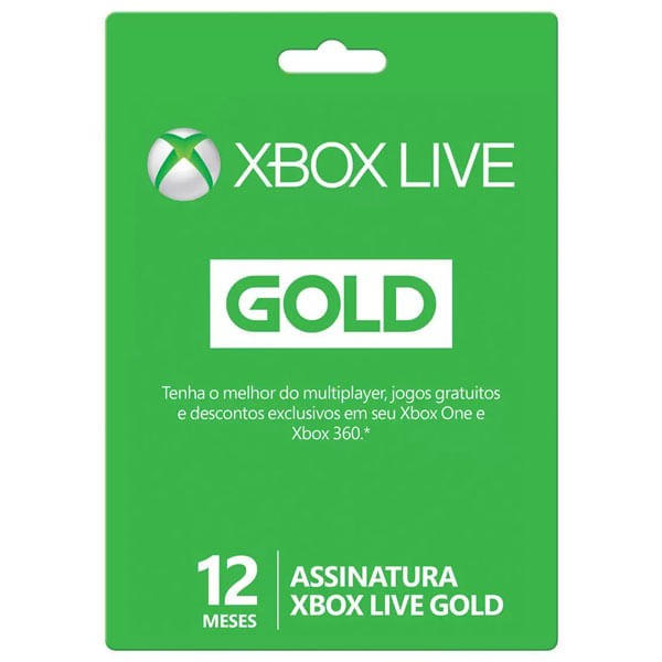 Card Microsoft Xbox Live 12 Meses Gold