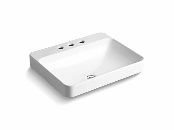Encontraproduto.com.br - Cuba De Apoio Retangular Vox 3 Furos 58X46Cm Branco Kohler