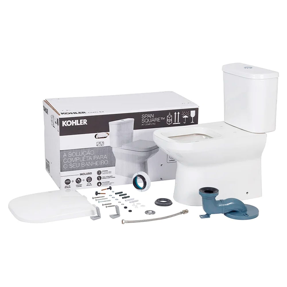 Encontraproduto.com.br - Kit Vaso Sanitário Com Caixa Span Square 3/6L Kohler