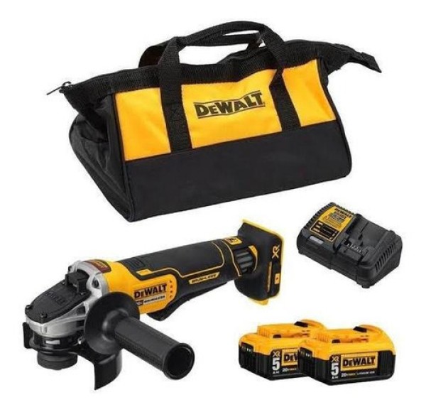Encontraproduto.com.br - Esmerilhadeira Angular de 4-1/2’ 20V Dewalt DCG413P2-BR com 2 Baterias e Carregador