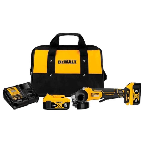 Encontraproduto.com.br - Esmerilhadeira Angular de 4-1/2’ 20V Dewalt DCG413P2-BR com 2 Baterias e Carregador