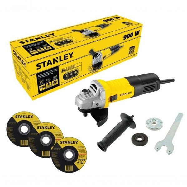 Encontraproduto.com.br - Esmerilhadeira Angular 4.1/2 900w Stanley Stgs9115 3 Discos 127v