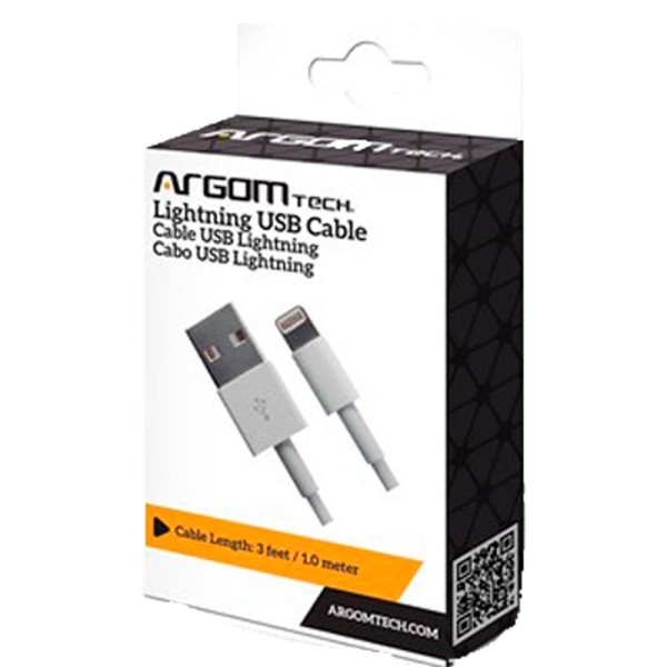 Encontraproduto.com.br - Cabo USB Lightning para iPhone 1M Branco ARG-CB-0037 - Argom