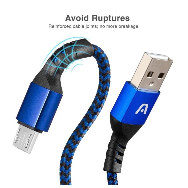 Encontraproduto.com.br - Cabo USB para MicroUSB 1.8M Dura Form Nylon Azul ARG-CB-0021BL - Argom