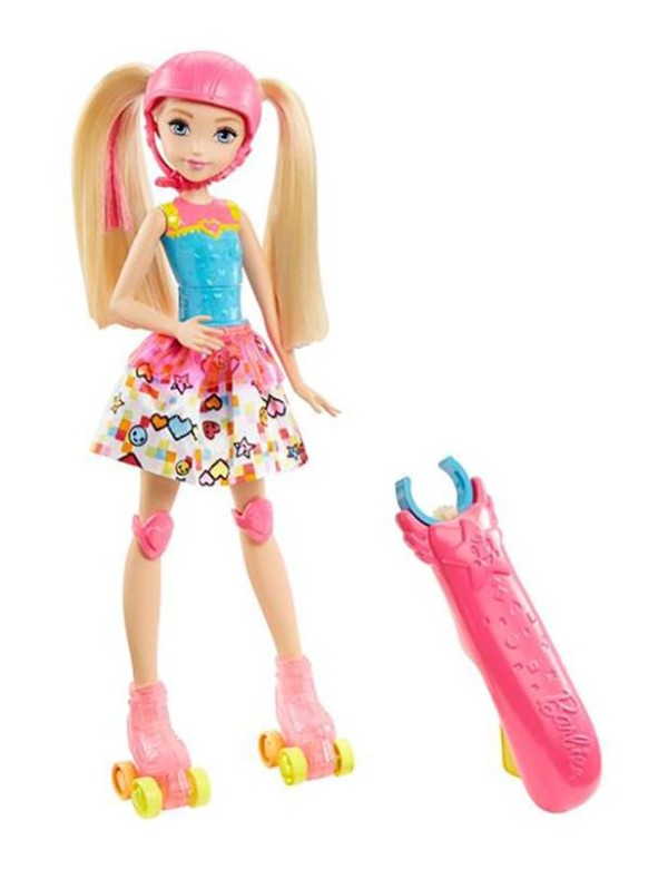 Encontraproduto.com.br - Barbie Articulada 30 Cm - Barbie Video Game Hero - Patinadora com Luzes - Mattel