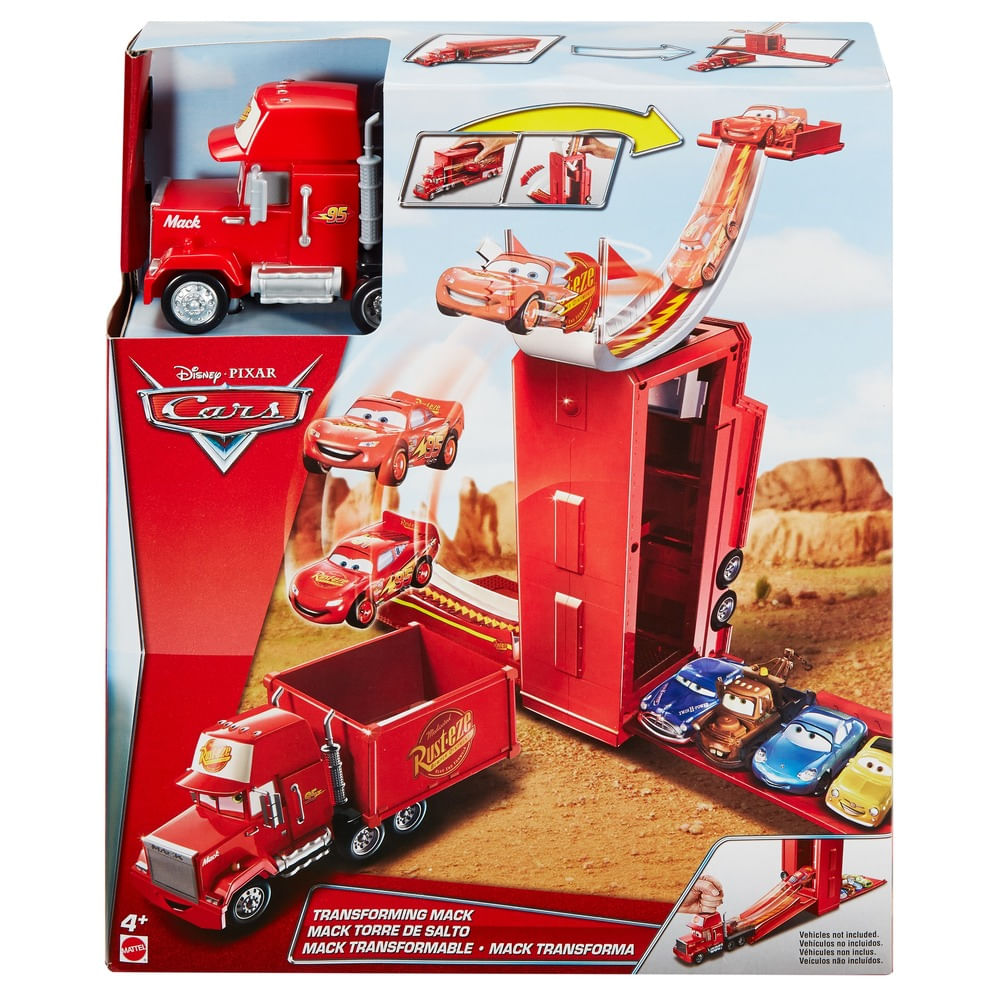 Encontraproduto.com.br - Caminhão Pista - Mack se Transforma em Torre de Salto - Disney - Carros - Mattel