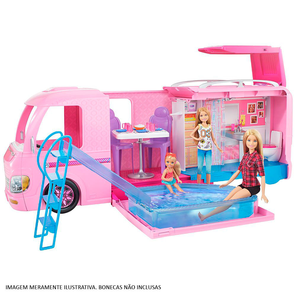 Encontraproduto.com.br - Barbie Real Trailer Dos Sonhos Camper Playset Mattel Fbr34