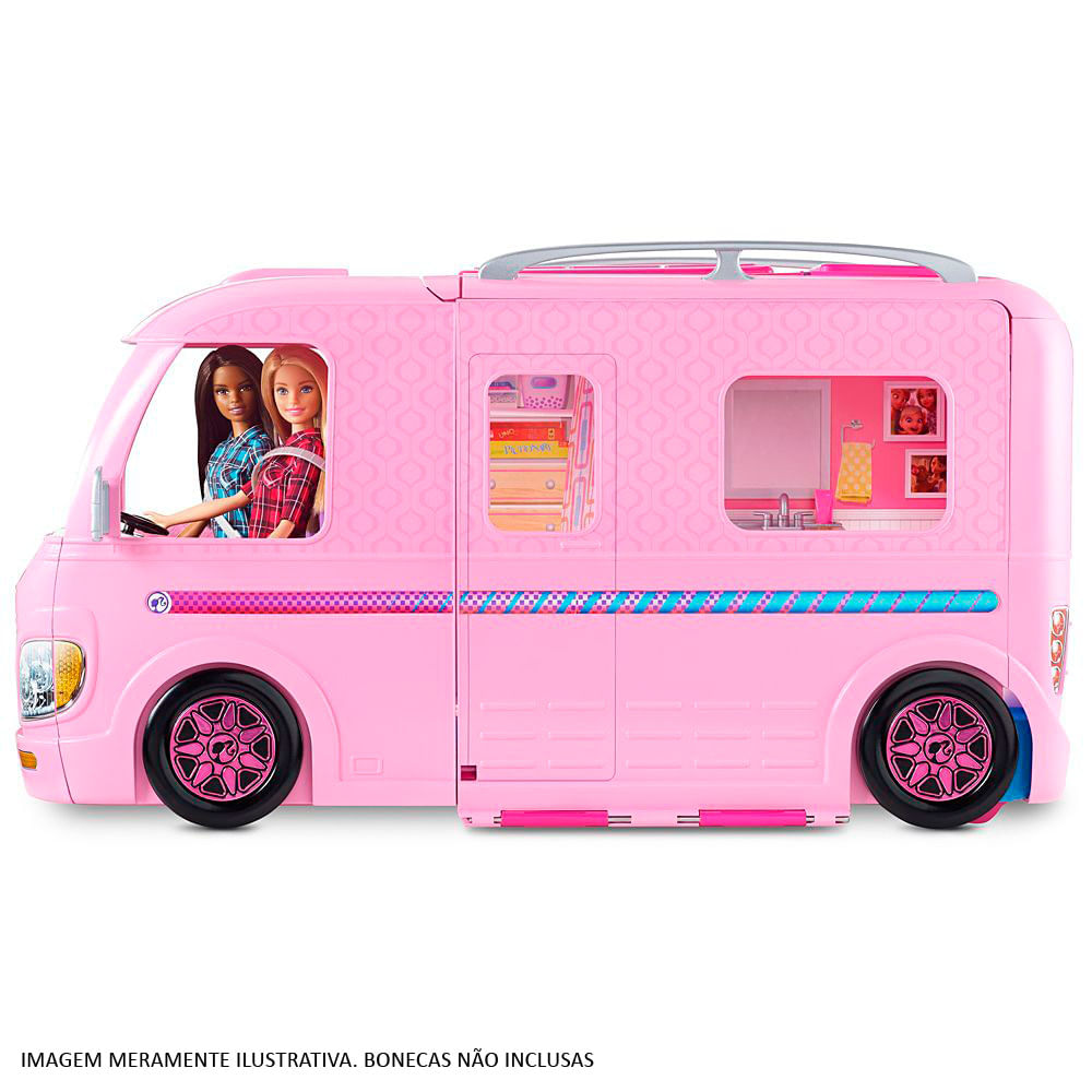 Encontraproduto.com.br - Barbie Real Trailer Dos Sonhos Camper Playset Mattel Fbr34